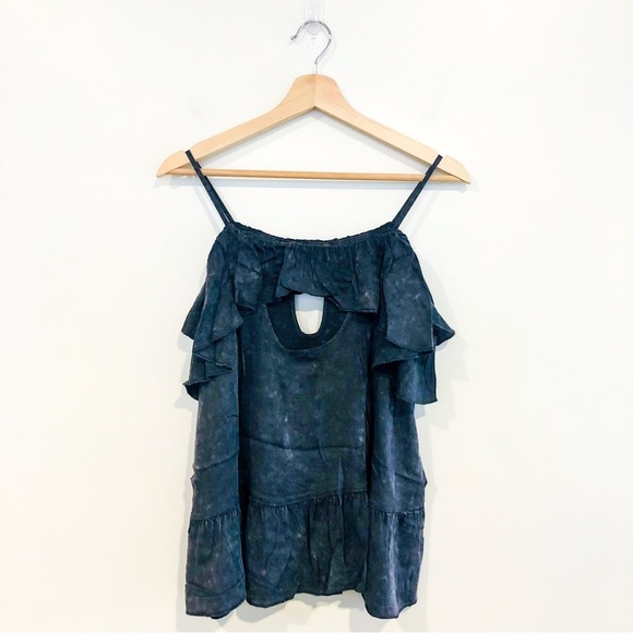 Chaser Ruffle Spaghetti Strap Cami Black Size Medium NWT - Picture 3 of 8